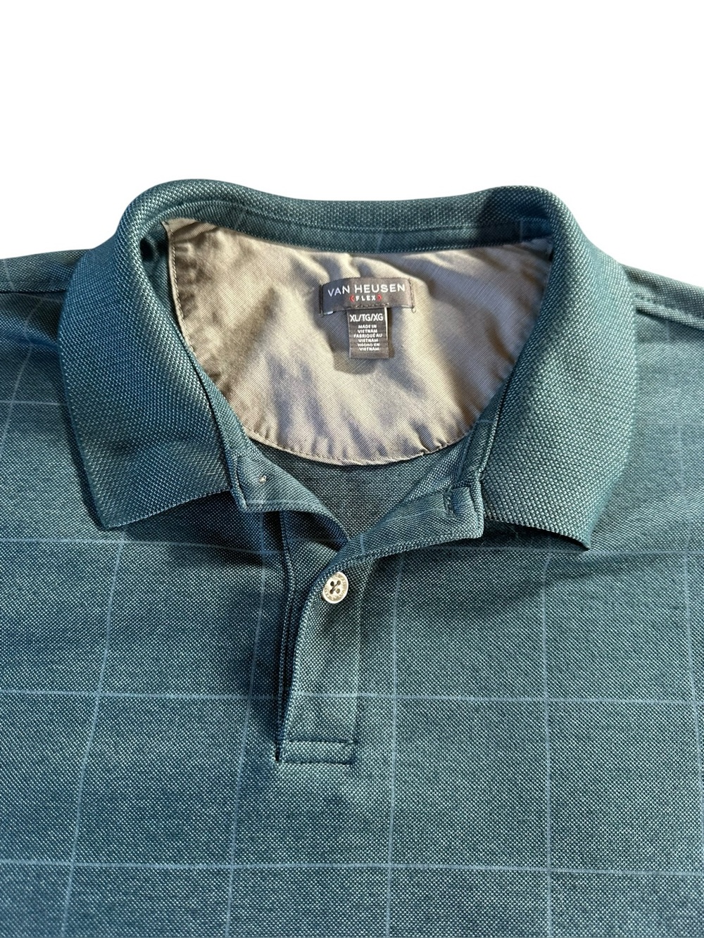 Van Heusen Men’s Teal Windowpane Polo Shirt XL - Picture 2 of 9